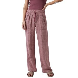 ATHLETA Cabo Linen Straight Leg Pants in coffeeberry